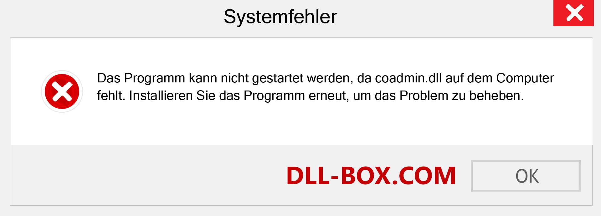 coadmin.dll-Datei fehlt?. Download für Windows 7, 8, 10 - Fix coadmin dll Missing Error unter Windows, Fotos, Bildern