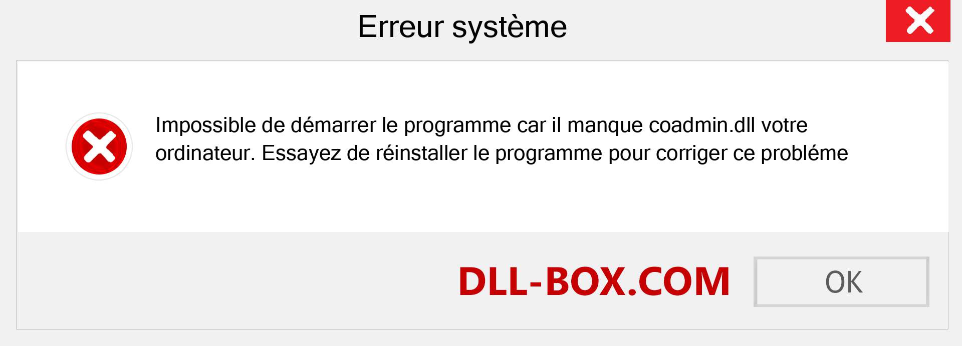 Le fichier coadmin.dll est manquant ?. Télécharger pour Windows 7, 8, 10 - Correction de l'erreur manquante coadmin dll sur Windows, photos, images